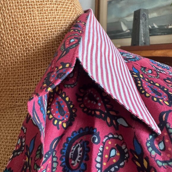 Paul Fredrick Slim Fit Red Paisley Dress Shirt, Long Sleeve Cotton M - Picture 10 of 11